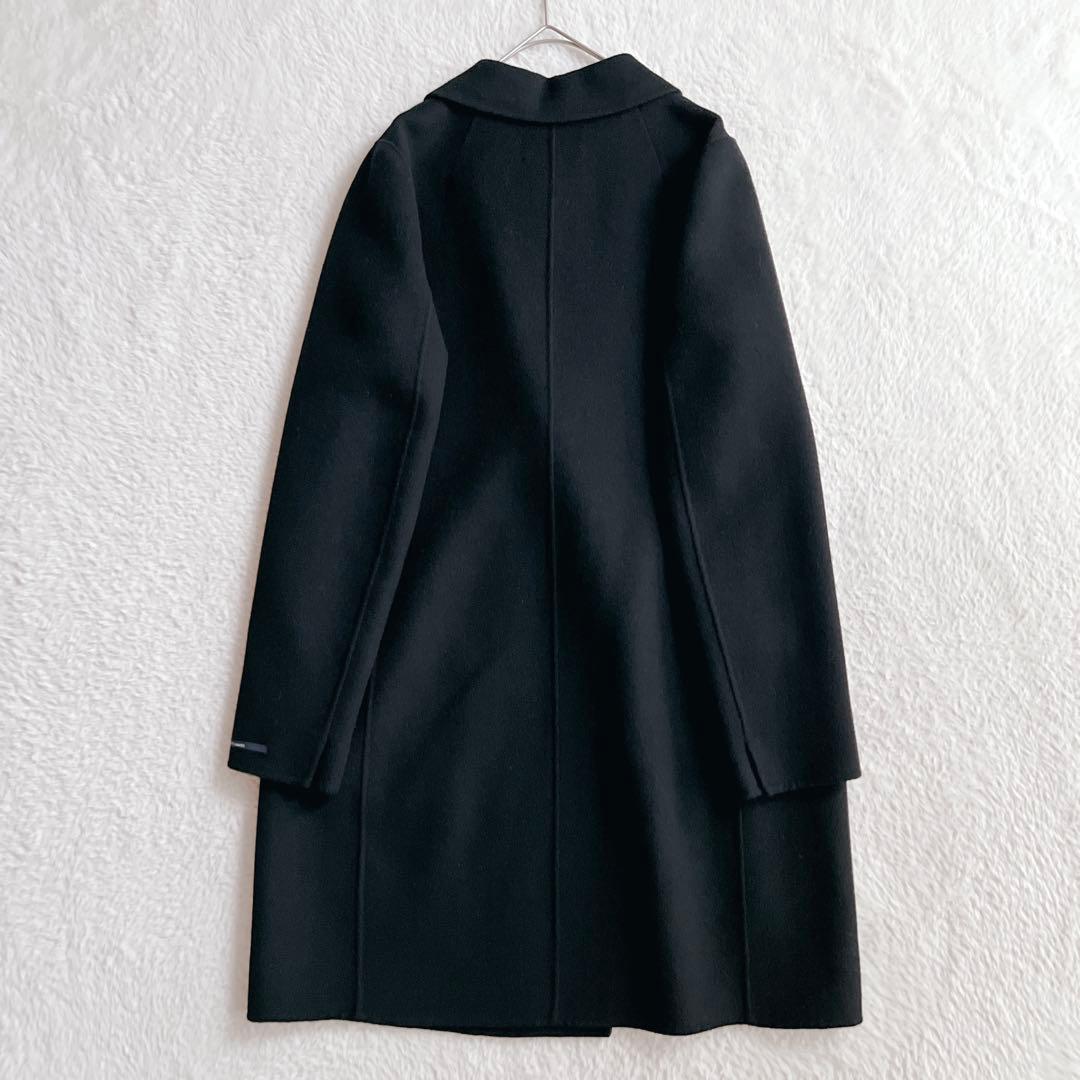 極美品✨マックスマーラ クチートアマーノ ダブルブレスト リバーコート 黒 42