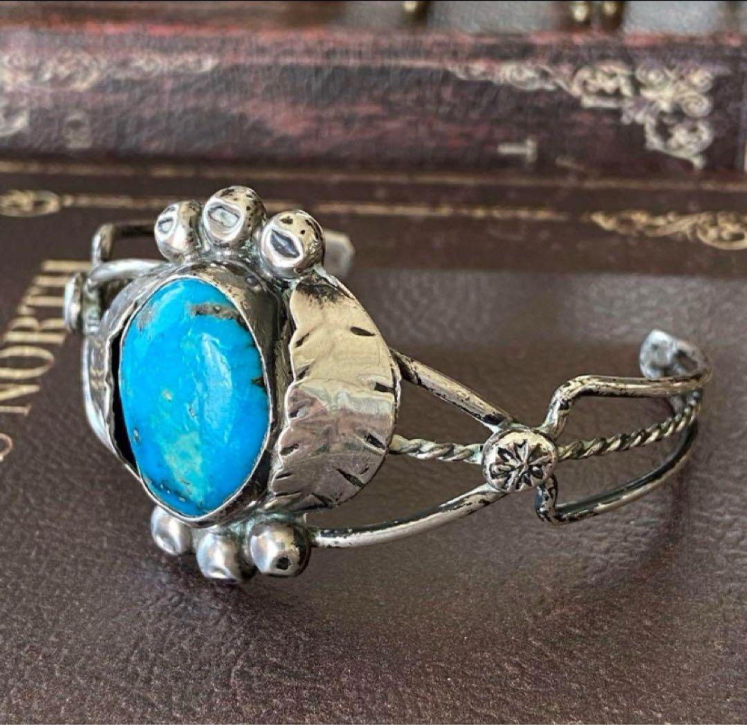 925 STEARLING メキシコ製　ターコイズ　バングル　インディアン