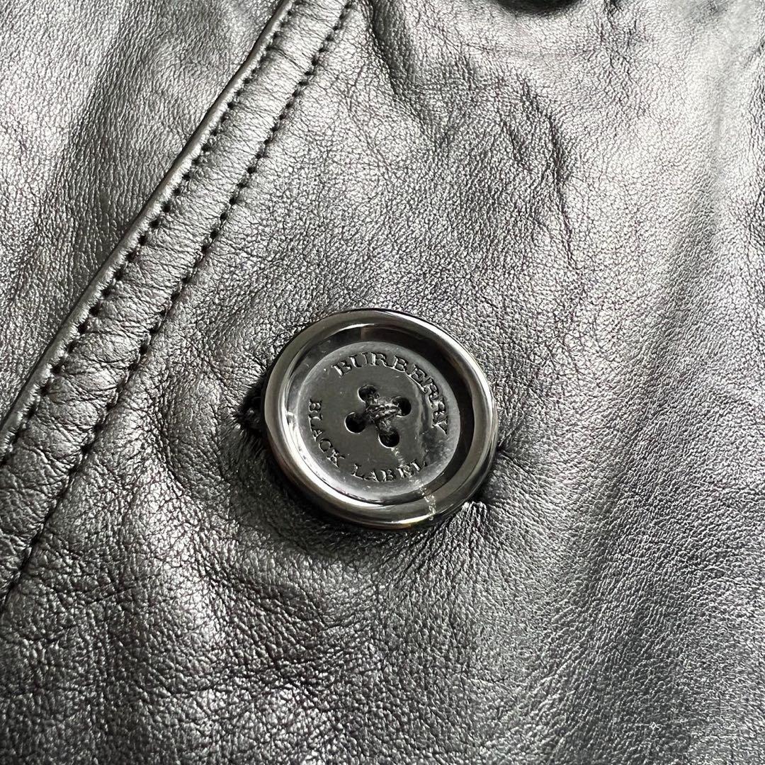 希少LLサイズ　バーバリーブラックレーベル　レザーコート　キルティング　黒