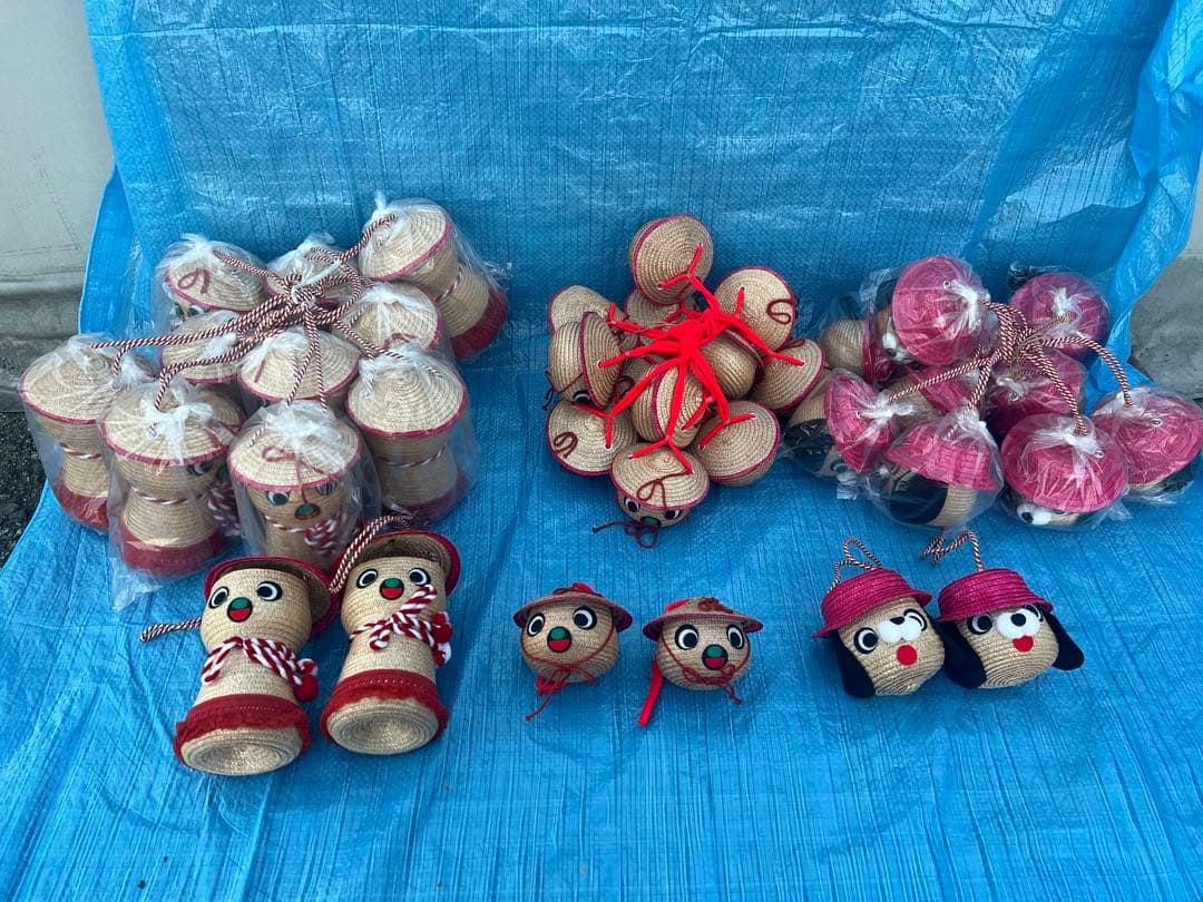 【O-1059】麦わら 小物入れ 置物 工芸品 お土産