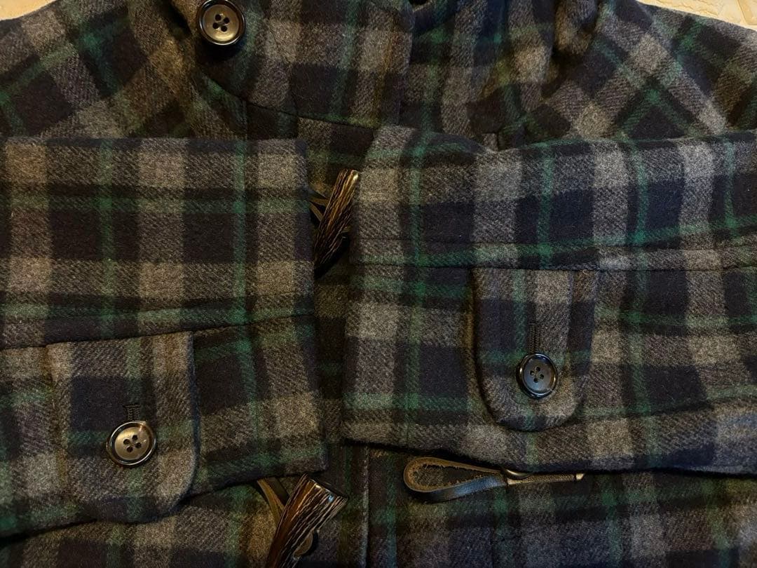 【ORCIVAL】ダッフルコート　チェック柄　ネイビー系　リアルホーントグル　1