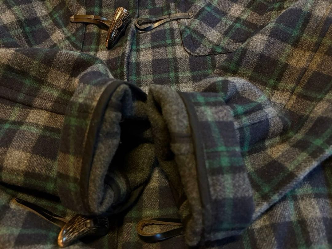 【ORCIVAL】ダッフルコート　チェック柄　ネイビー系　リアルホーントグル　1