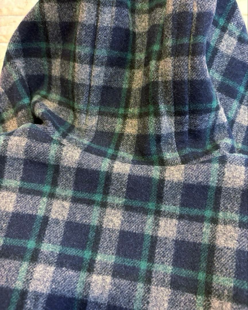 【ORCIVAL】ダッフルコート　チェック柄　ネイビー系　リアルホーントグル　1