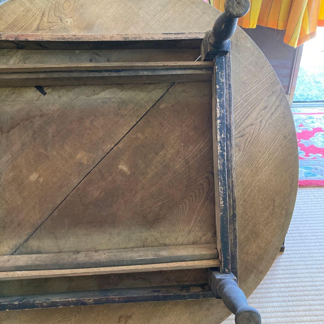 アンティーク 木製 円形座卓