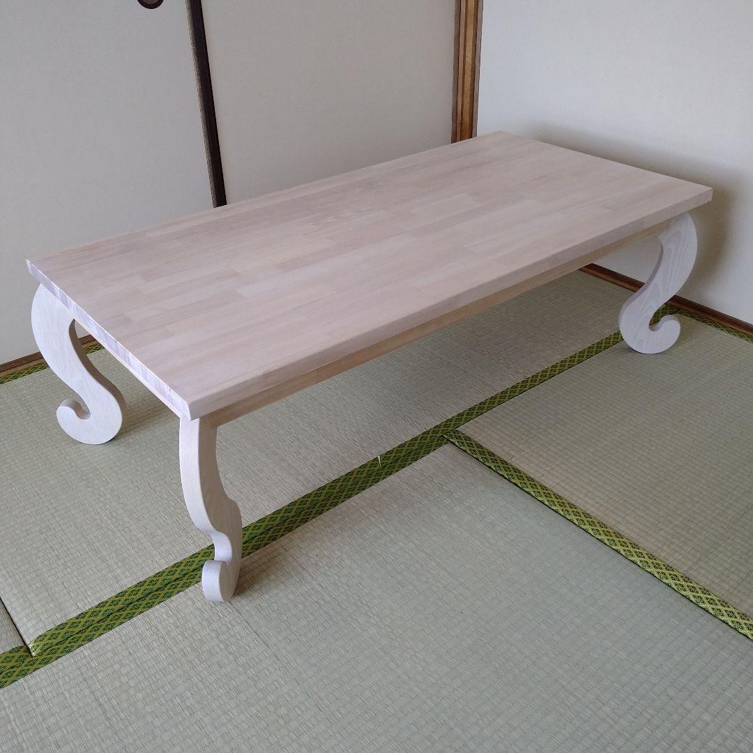 猫脚　テーブル　こたつ　特注ホワイト　木製　姫系　机　座卓