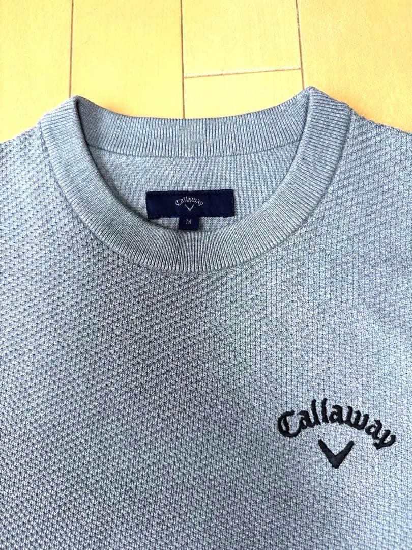 超美品Callaway（キャロウェイ） カノコ編みクルーネックニット （グレー）