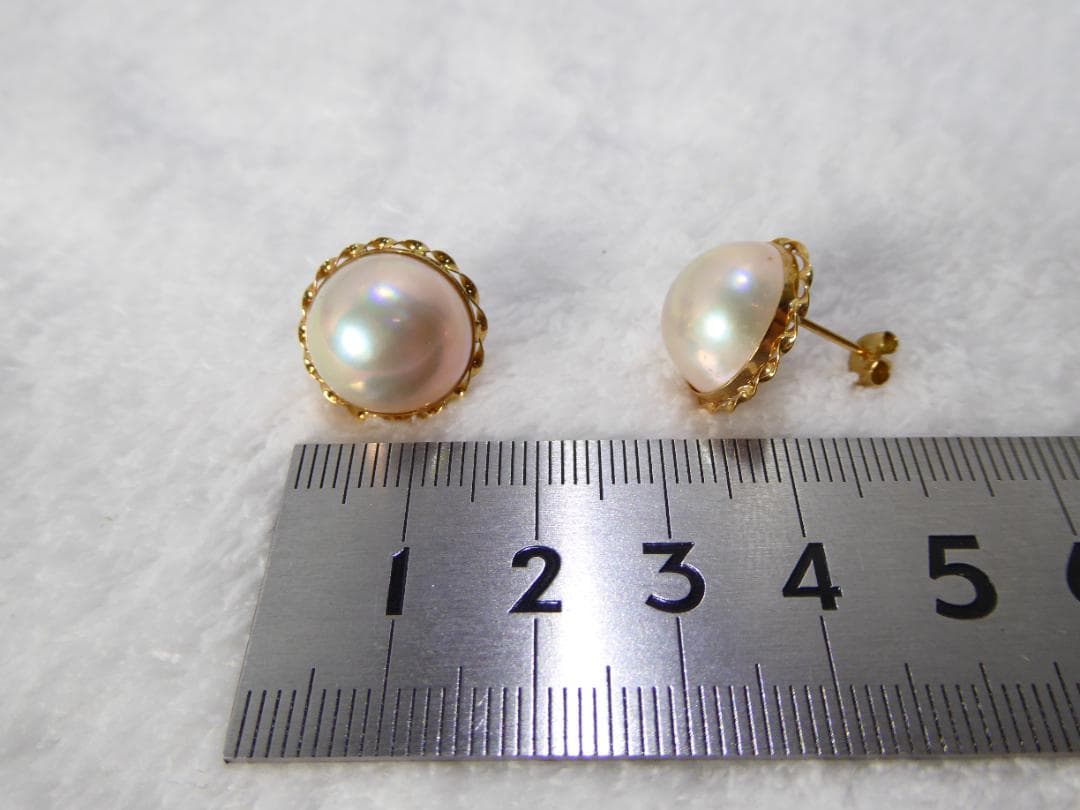 K18　マベパール　ピアス　テリ良し　総重量5.2g　18A