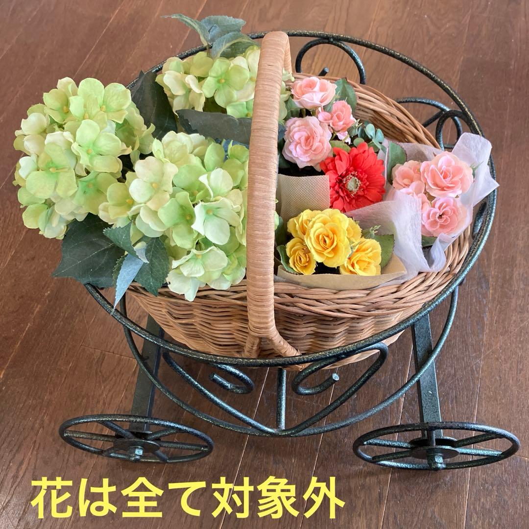 【希少】 アンティーク 風 カート オブジェ 店舗什器 編みかご セット