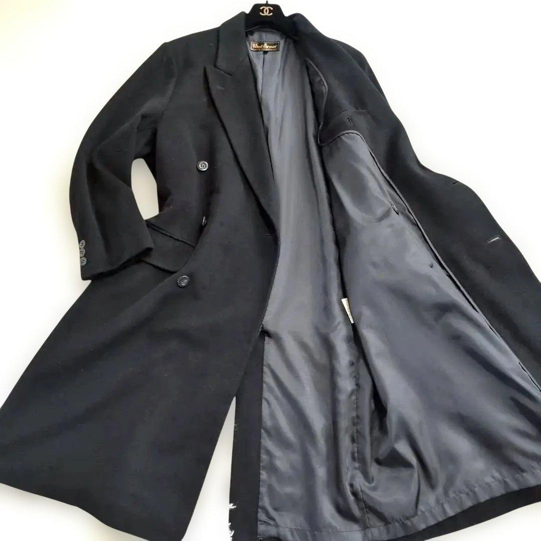 極上の逸品✨ピュアカシミヤ ロング ダブルチェスターコート 希少 XL 黒