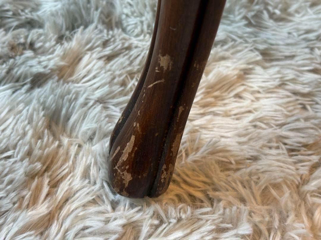 希少　猫脚　クラシック　アンティークチェア　木彫り　レッドボタンダウン　SZ