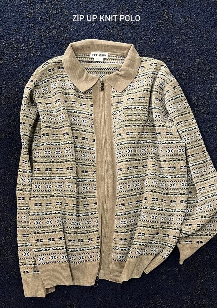 TTTMSW 26SS Zip up knit polo （GREIGE） XL