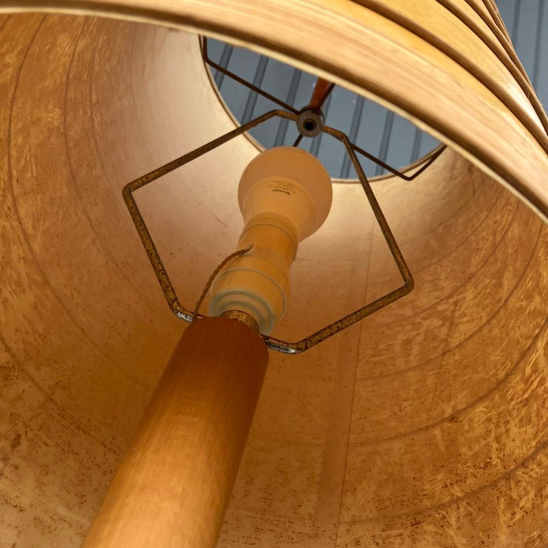 昭和レトロ 小泉 ヒカリ 木製スタンドライト 円筒型シェードランプ フロアライト