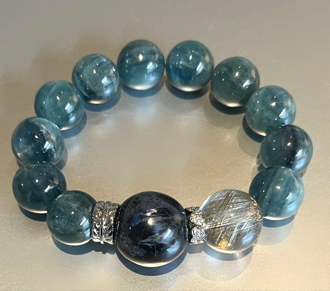 お正月セール　 グリーンカイヤナイト　デザインブレスレット