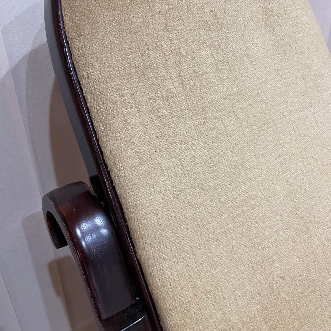 70s ロッキングチェア　曲木　オリーブ　ベロア　椅子　ビンテージ　ファブリック