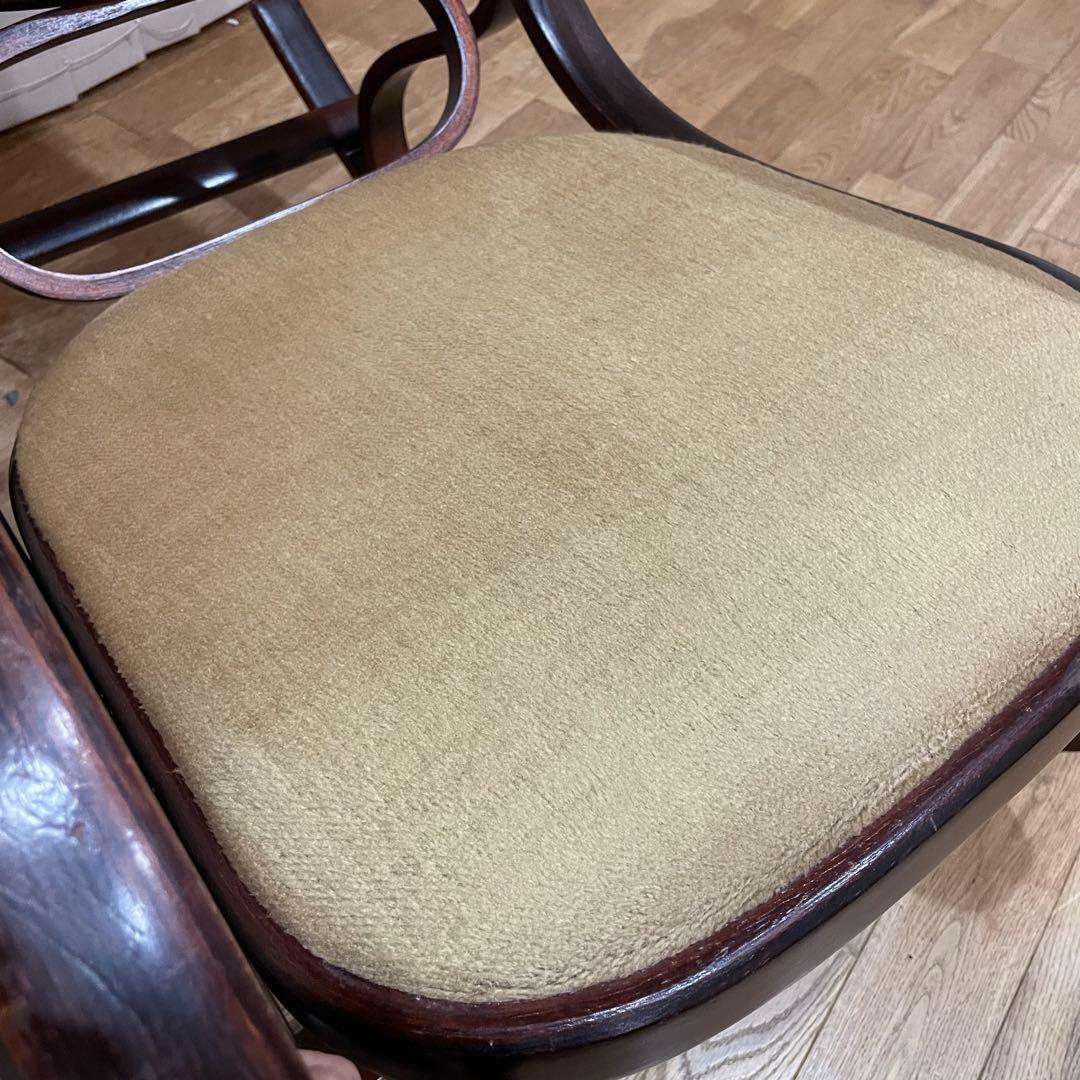 70s ロッキングチェア　曲木　オリーブ　ベロア　椅子　ビンテージ　ファブリック