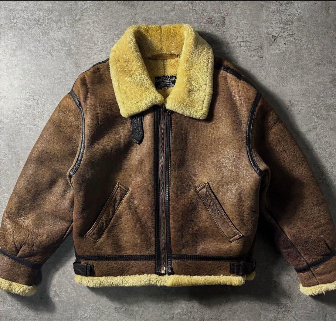 【超希少】名作 90s リアルムートン B-3 レザージャケット