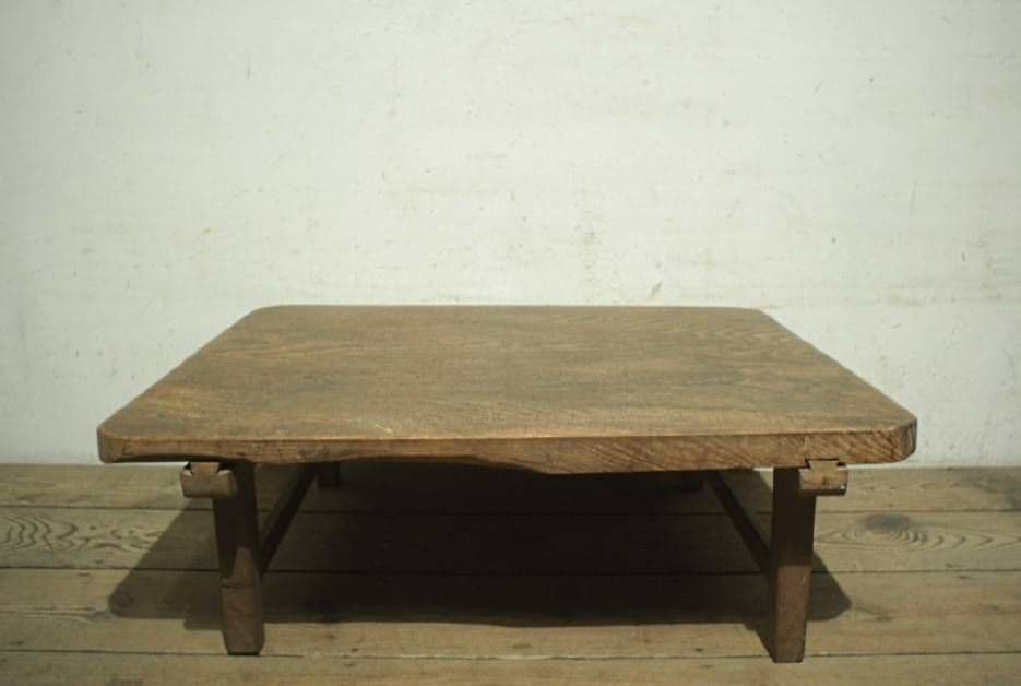 1061 アンティーク　無骨なちゃぶ台　ローテーブル　一枚板　古道具　レトロ