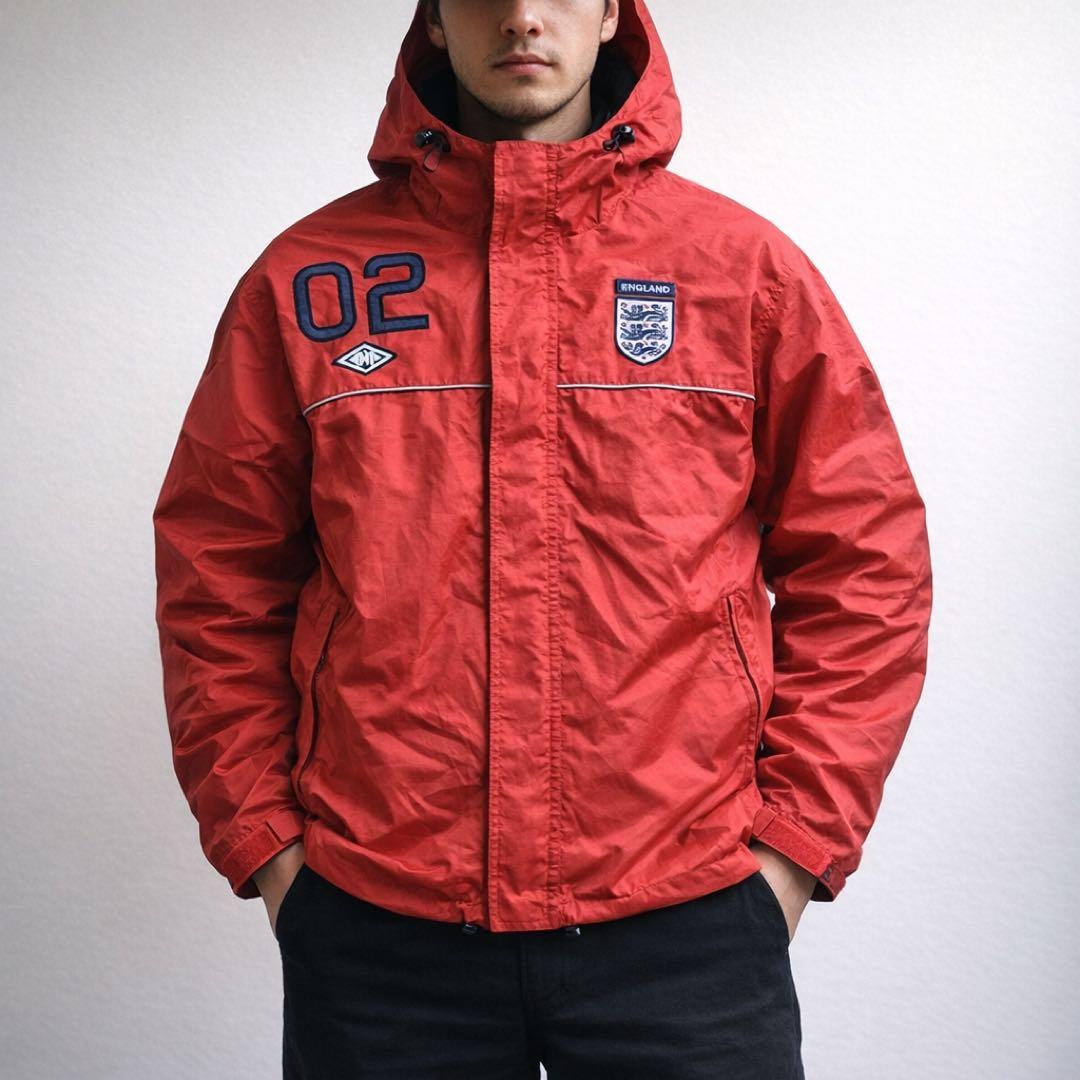 00s UMBRO イングランド代表 ナイロンジャケット フード 赤　ベッカム期