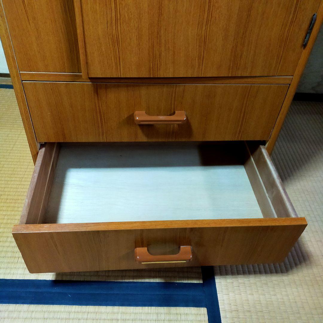 昭和レトロ　洋服ダンス　収納家具　スリム　木目調　ワードロープ　引出し付き
