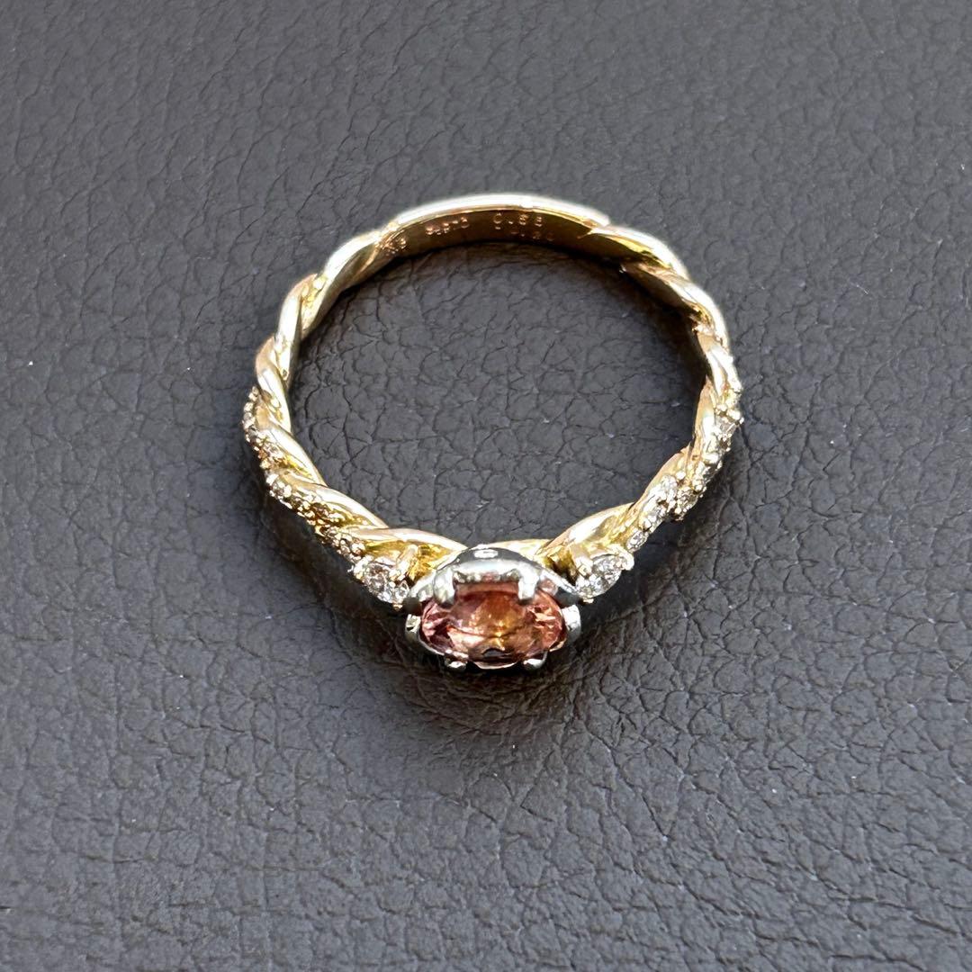 インペリアルトパーズ ダイヤモンド　プラチナ K18 コンビリング