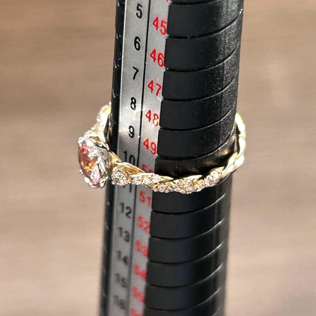 インペリアルトパーズ ダイヤモンド　プラチナ K18 コンビリング