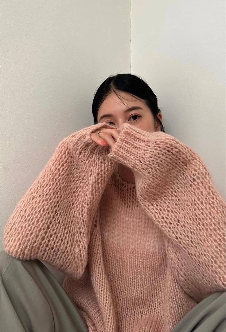 トップス CLANE HALFSHEER LOOSE MOHAIRKNIT PINK