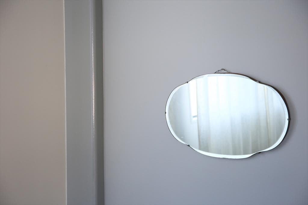 英国アンティーク壁掛けカッティングミラー/ベベルドミラー/鏡(92-58-1)