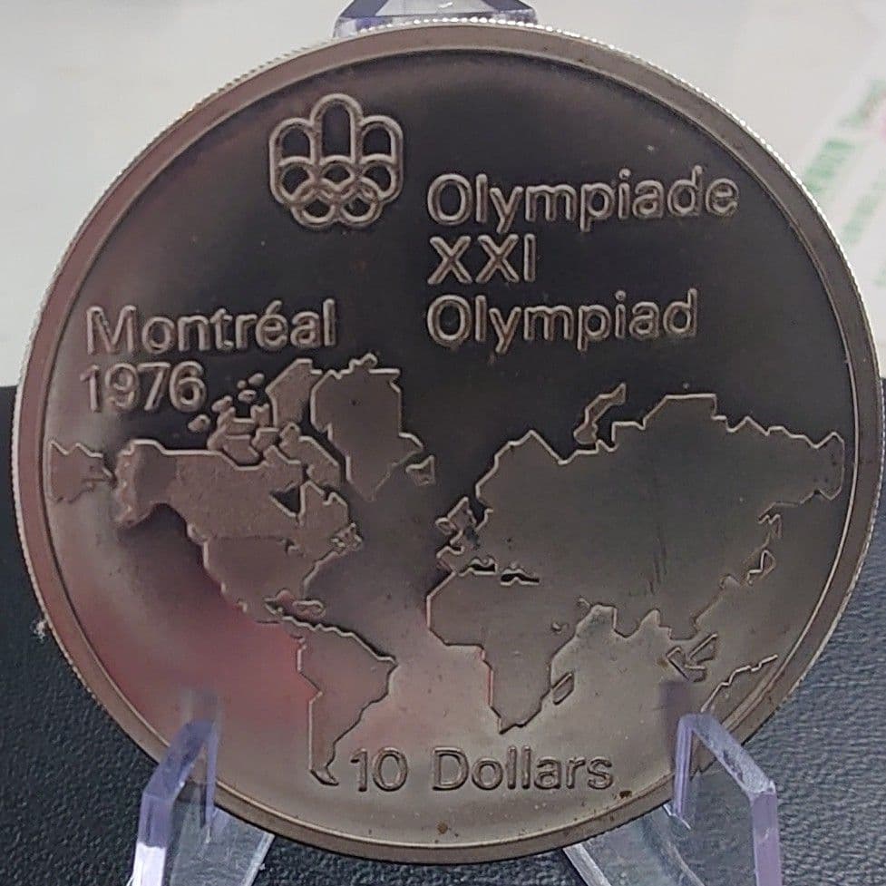 1976年カナダ銀貨 10ドル モントリオールオリンピック世界地図特大記念銀貨