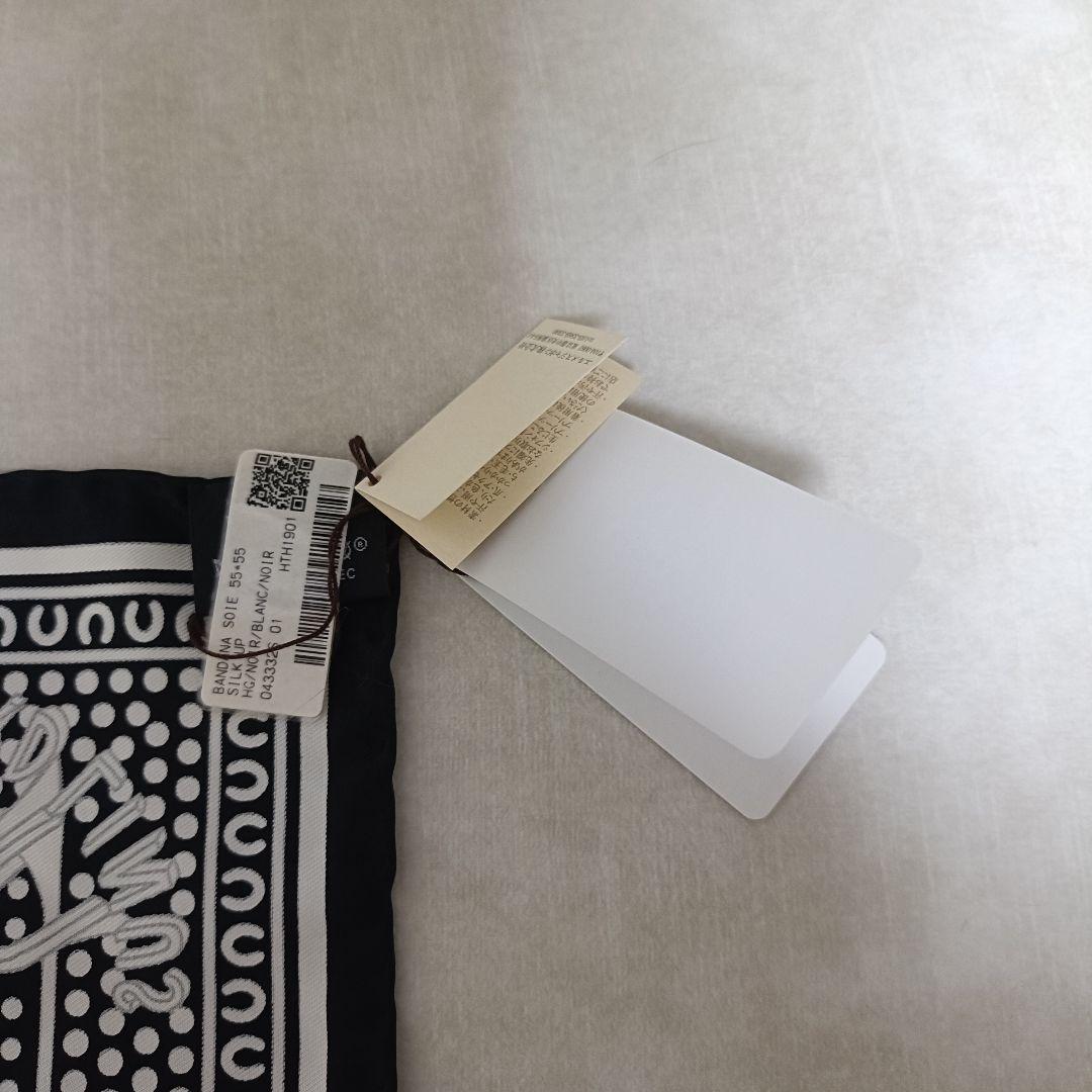 【新品未使用タグつき】エルメス　スカーフ　カレ　55 シルク　ブラック×ホワイト