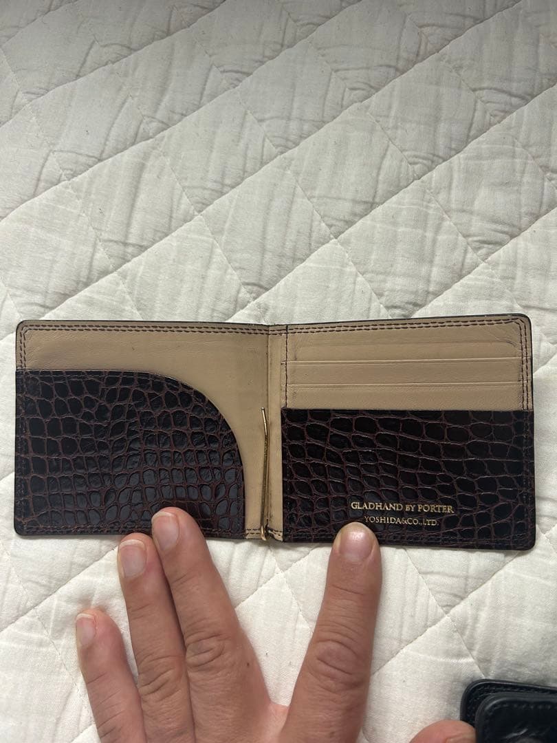 PORTER×GLAD HAND マネークリップ　クロコ型押し　レザー