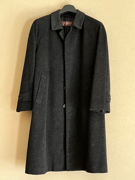 メンズ カシミア100% ステンカラーコート  Darkgray
