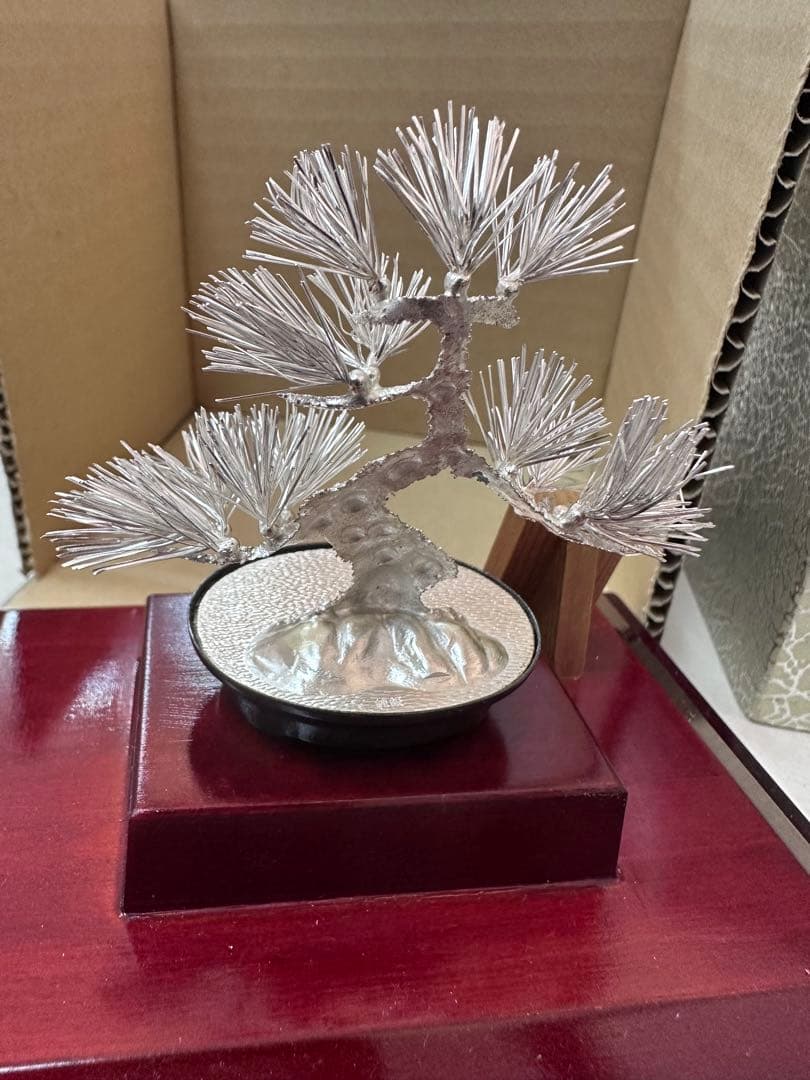 純銀製 「松」　 置物 光明作