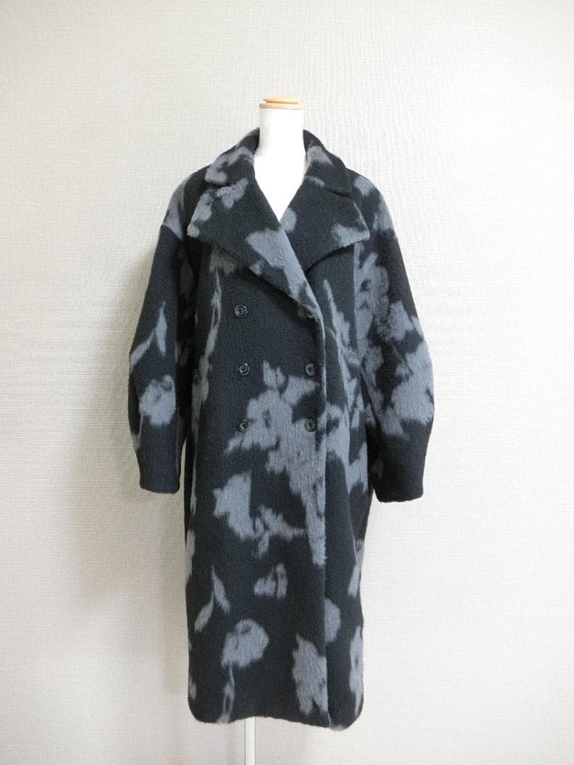 AMERI　アメリ　シャギー　総柄　チェスターコート　グレー系　M