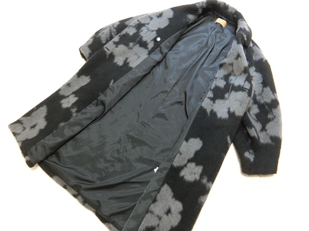 AMERI　アメリ　シャギー　総柄　チェスターコート　グレー系　M