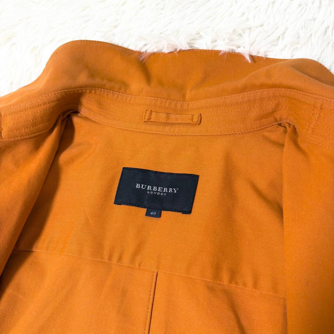 バーバリーロンドン 希少カラー オレンジ トレンチコート ノバチェック 本革