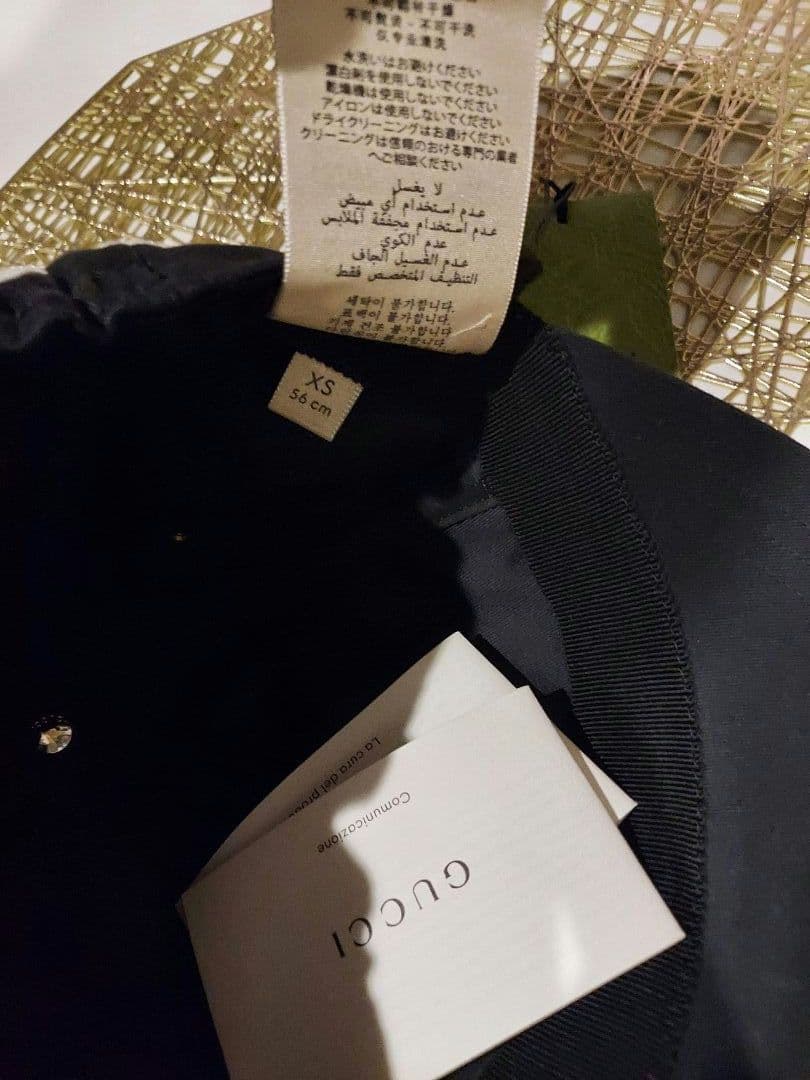 ②【新品未使用】グッチ　レター　ロゴ　ベースボール　キャップ　黒　ブラック