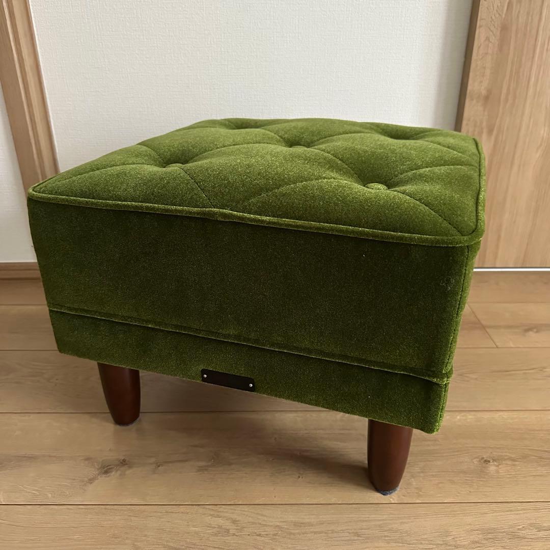 美品 カリモク60 オットマン モケットグリーン スツール