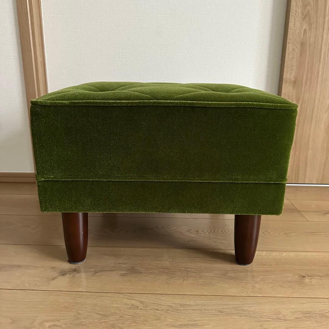 美品 カリモク60 オットマン モケットグリーン スツール