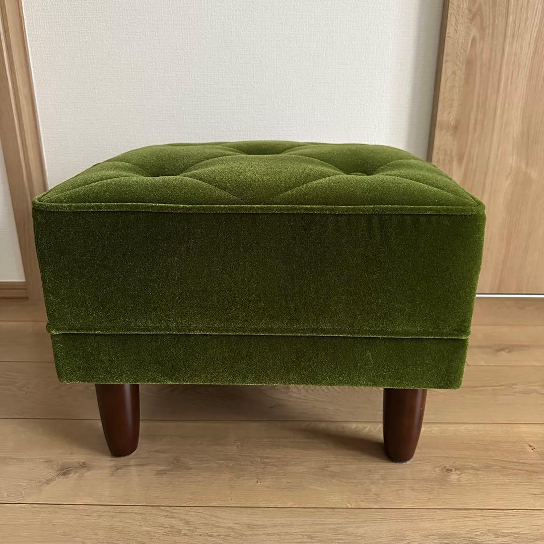美品 カリモク60 オットマン モケットグリーン スツール