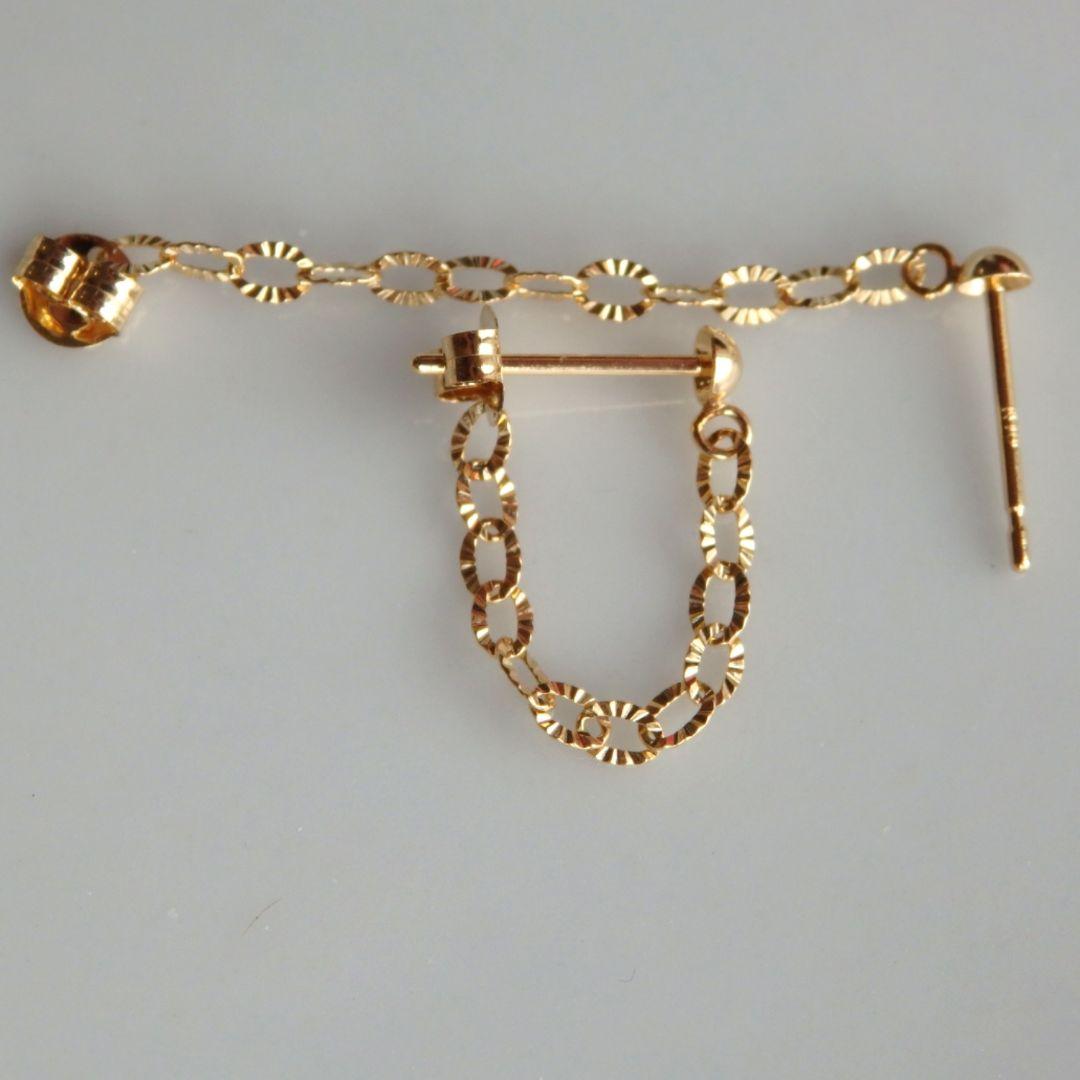 kakeibo　k18ピアス　キラキラペタルチェーン　フープピアス