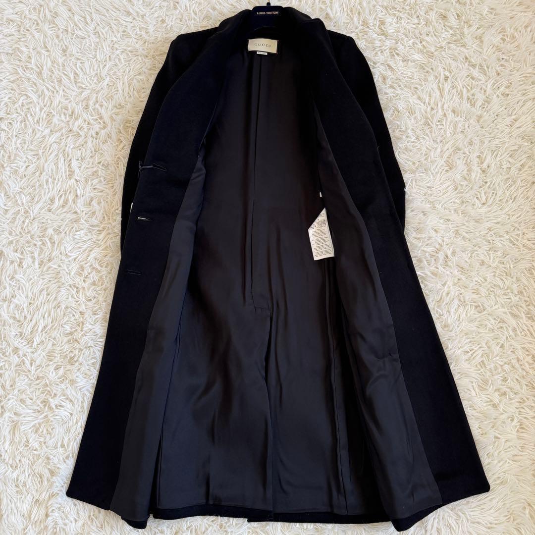 新品タグ付　グッチ　チェスターコート　ブラック　Lサイズ　ロゴボタン