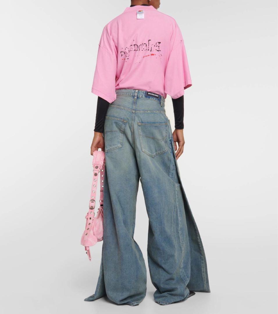 パンツ Double front effect denim pants