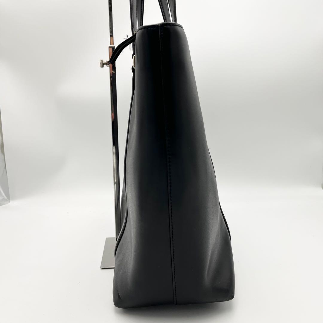 ポールスミス A4◎ ３室 シティー マルチストライプ トートバッグ レザー 黒