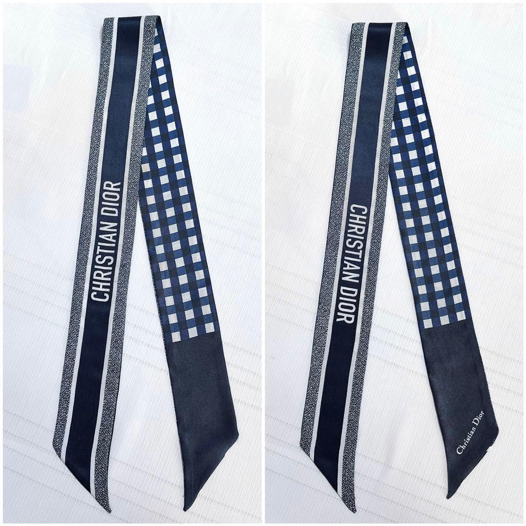 DIORディオール　チェック柄　ミッツァ　スカーフ　バンドー　美品