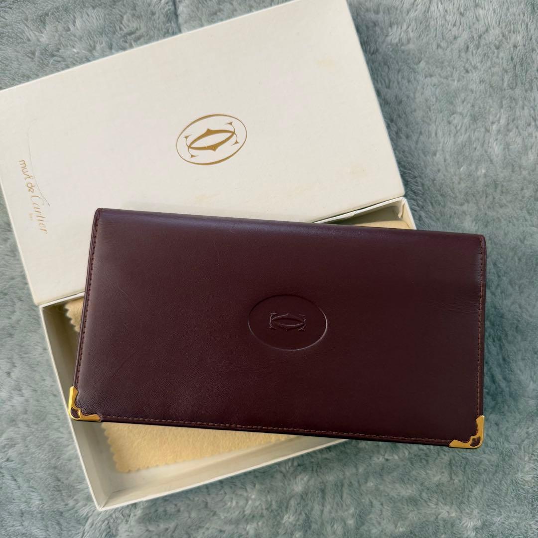 ⭐️未使用品⭐️　カルティエ　マストライン　長財布　二つ折り財布　ボルドー　レザー