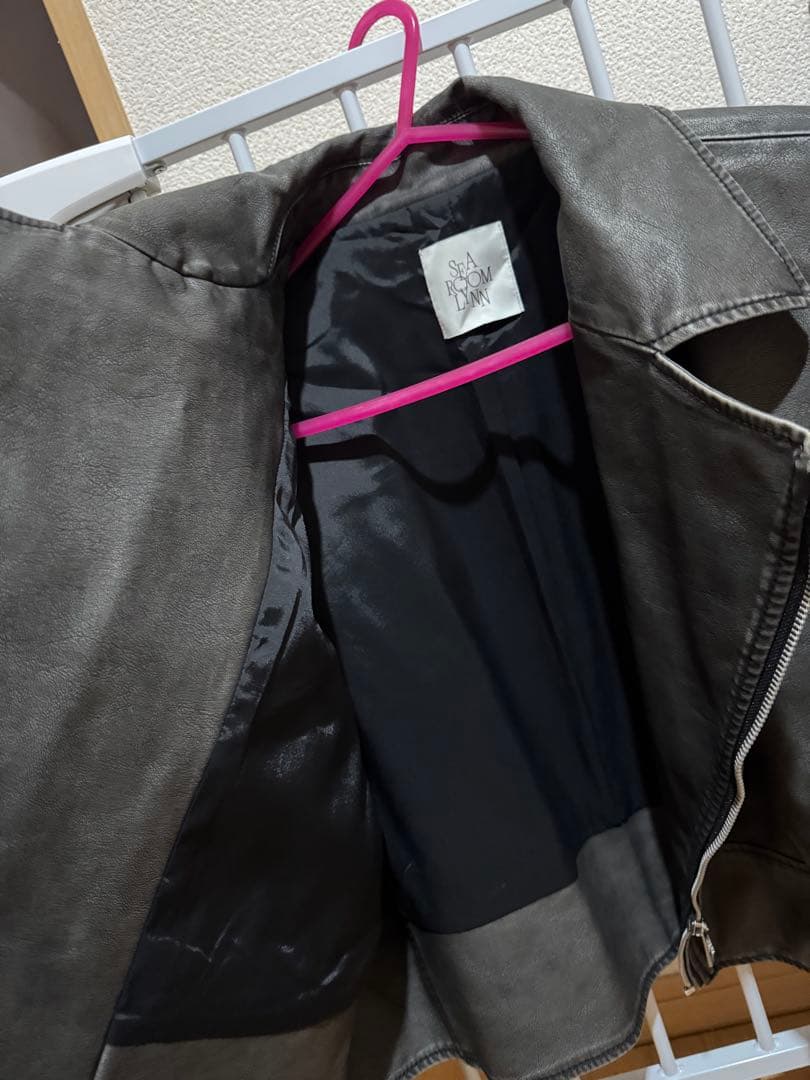 searoomlynn ヴィンテージウォッシュ ECOレザーライダースジャケット