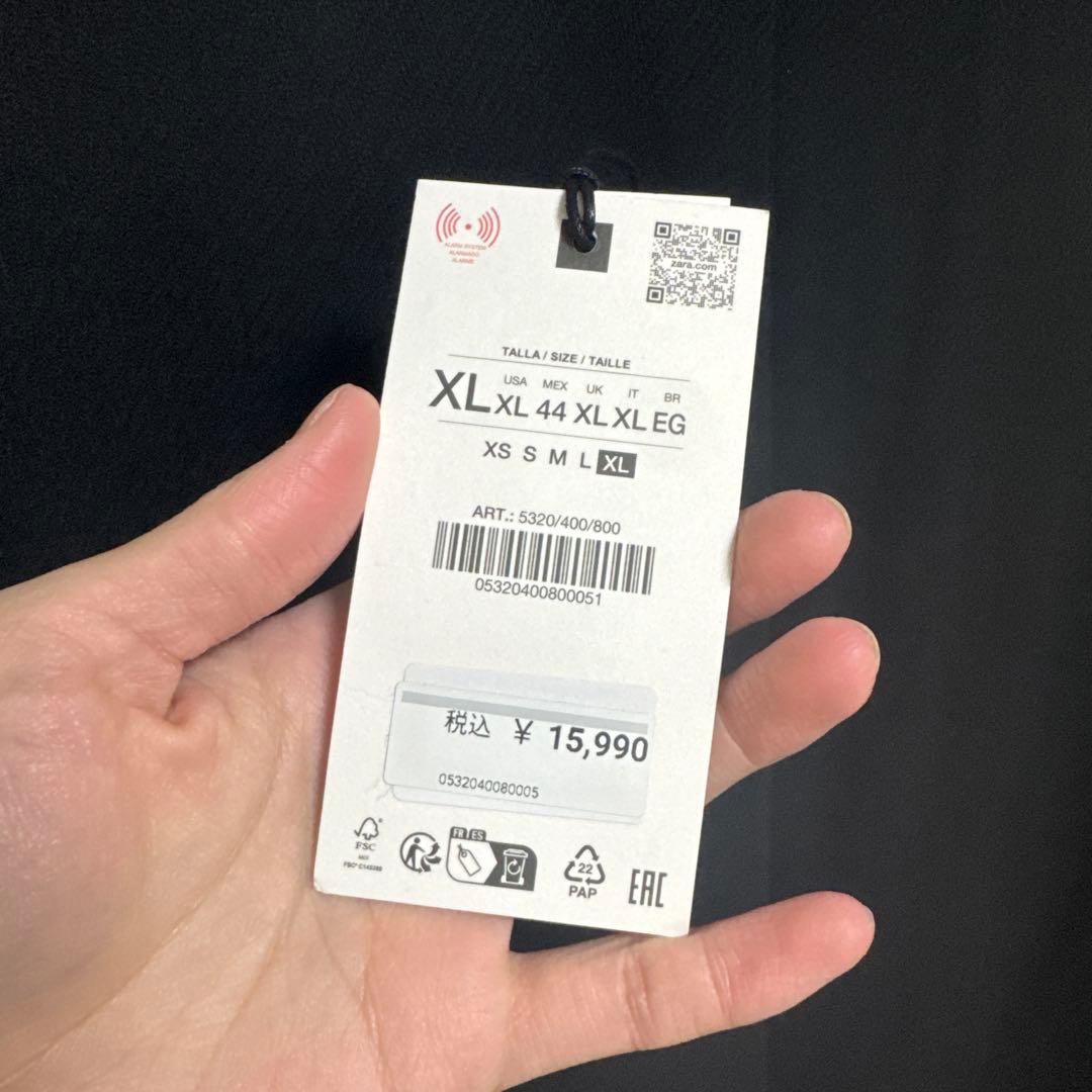 ZARA ブラック ウォーターレペレント テクスチャードコート XL