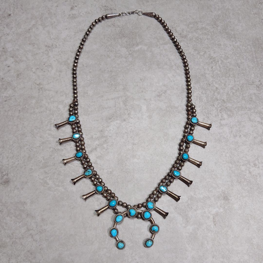 NAVAJO ナバホ スカッシュブロッサムネックレス ターコイズ 925
