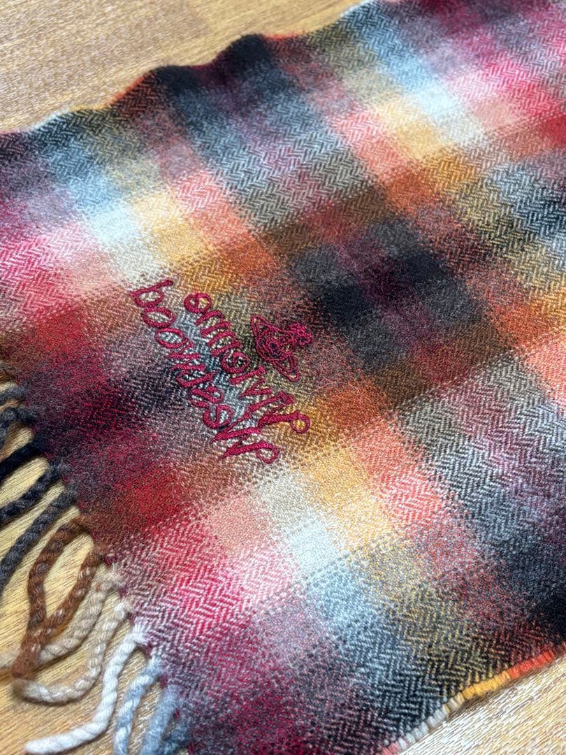 vivian westwood 赤チェック　マフラー
