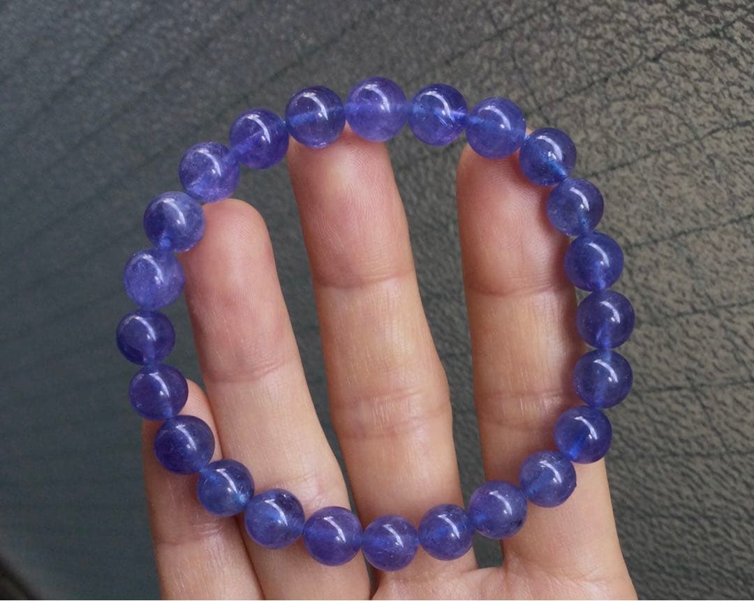 【プレミアム品質】◆高透明&高発色 タンザナイト 8mm ブレスレット「直感力」